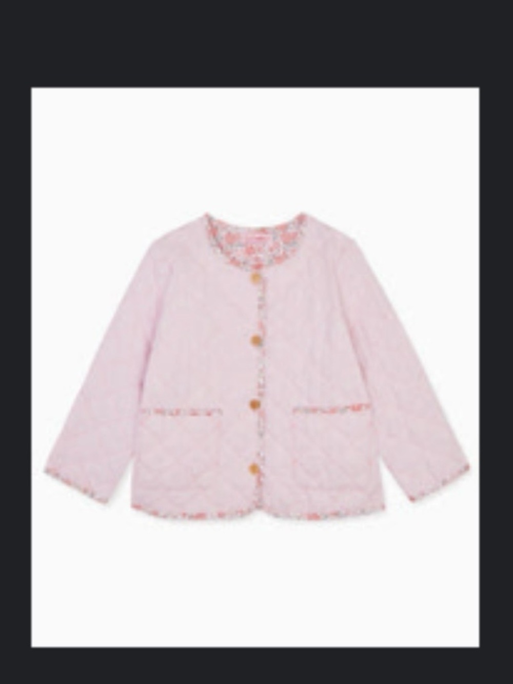 La Coqueta pink quilted baby jacket floral lining EUC 2 of 2